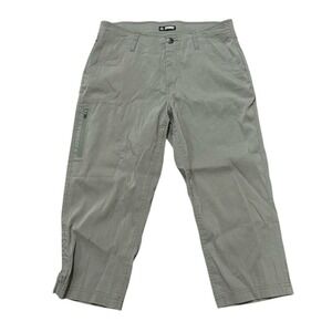 Khombu Woven Nylon Blend Capri Pants Green Athletic Hiking Casual Womens Medium